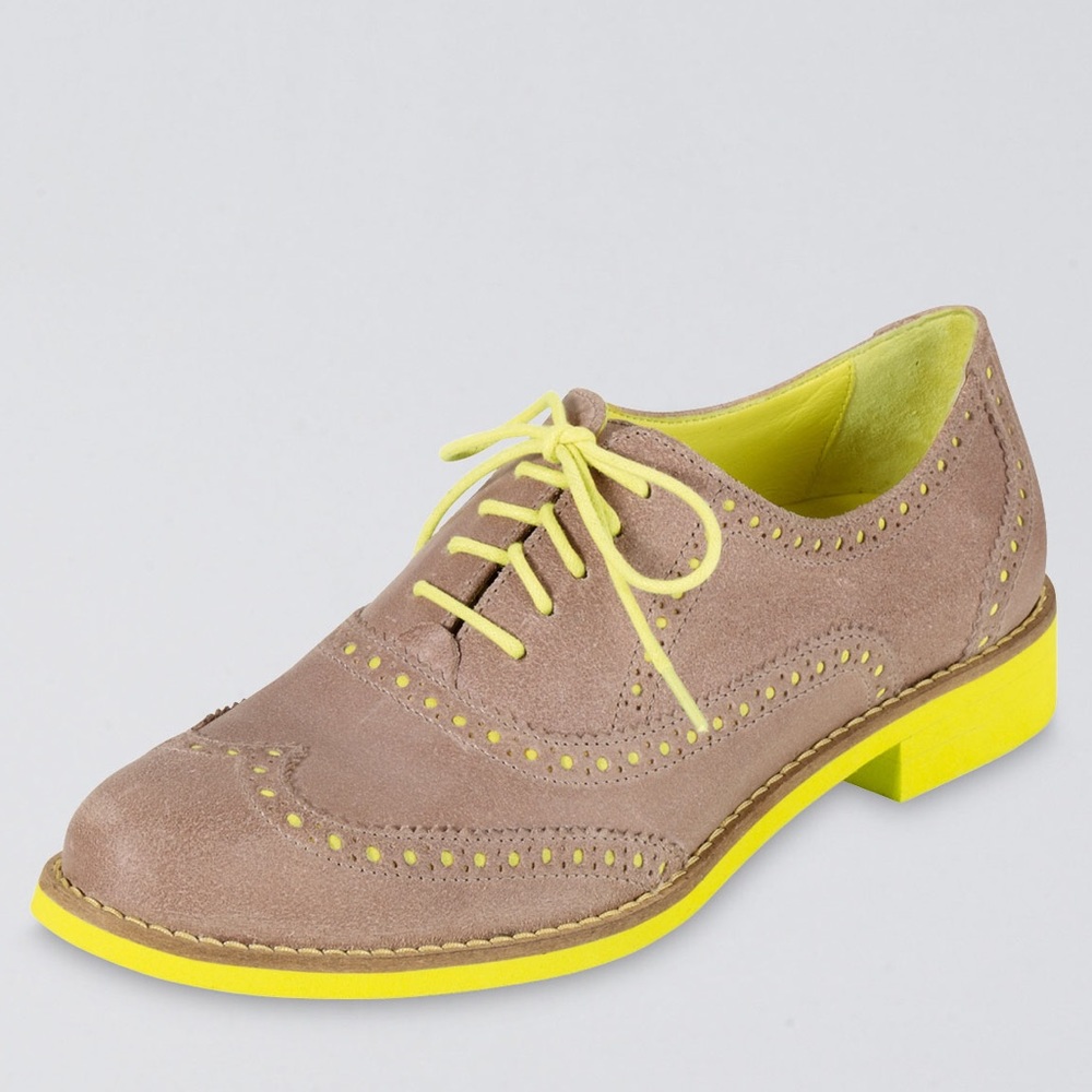NEW Cole Haan suede contrast neon wingtip loafers